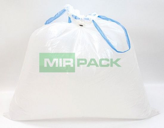 Мешки для мусора с завязками 120 л. 15 мкм, 10 шт. ПНД, 85х80 см, белые - Вид 3
